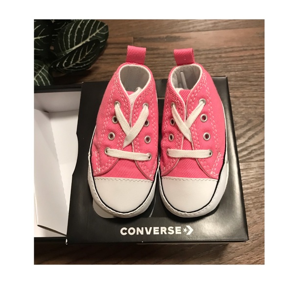 CONVERSE CRIB PINK BABY BOOTIES SOFT BOTTOM SIZE 1 - Picture 5 of 6
